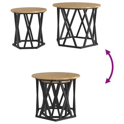 vidaXL Side Table 2 pcs Artisan Oak Engineered Wood and Steel