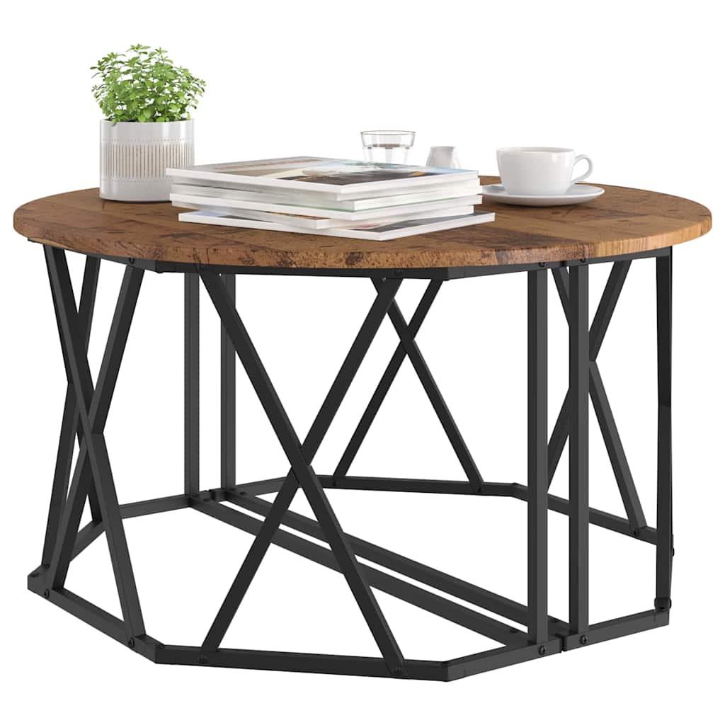 vidaXL Coffee Table Old Wood 80 x 80 x 42 cm Engineered Wood and Steel