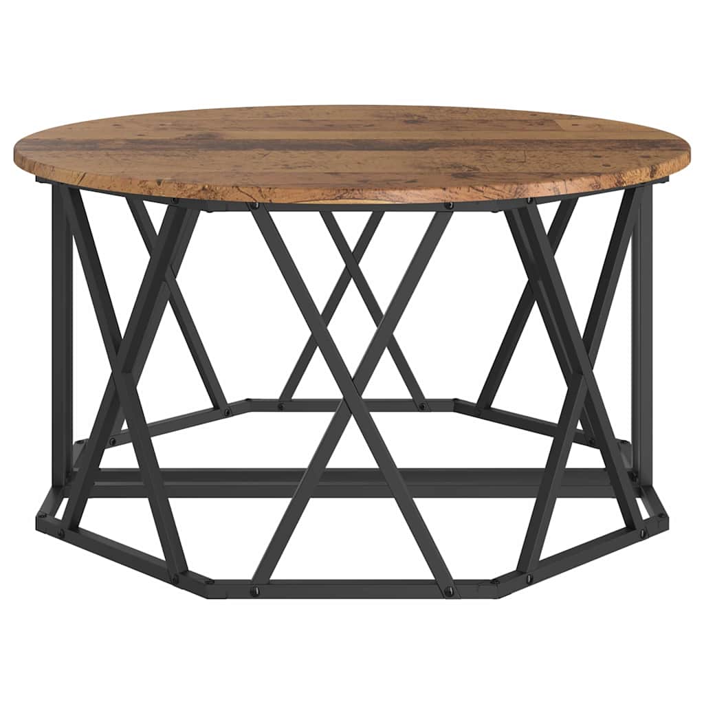 vidaXL Coffee Table Old Wood 80 x 80 x 42 cm Engineered Wood and Steel