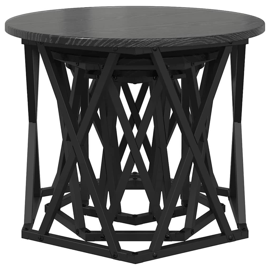vidaXL Nesting Side Table 3 pcs Black Oak Engineered Wood and Steel