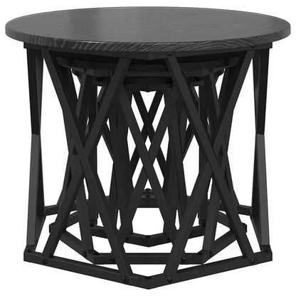 vidaXL Nesting Side Table 3 pcs Black Oak Engineered Wood and Steel