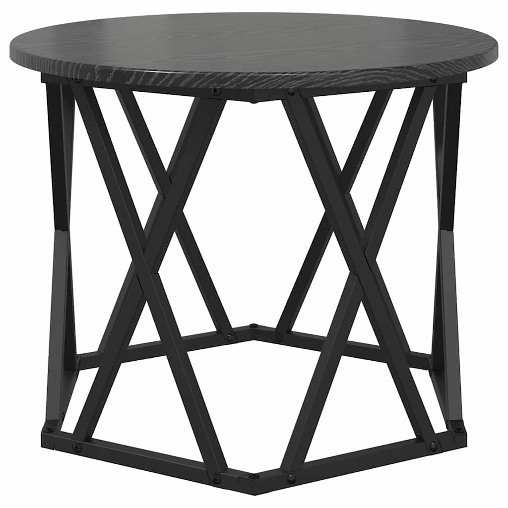 vidaXL Nesting Side Table 3 pcs Black Oak Engineered Wood and Steel