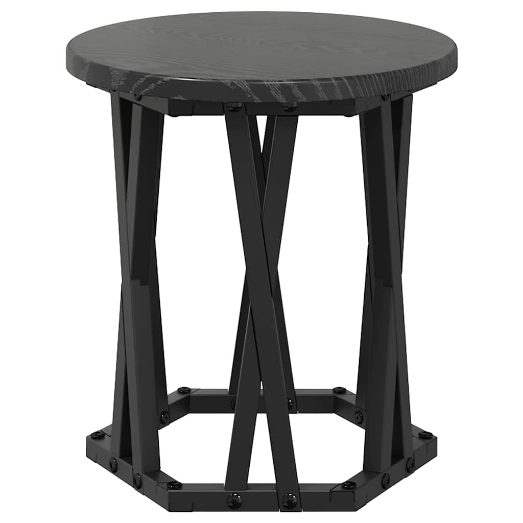 vidaXL Nesting Side Table 3 pcs Black Oak Engineered Wood and Steel