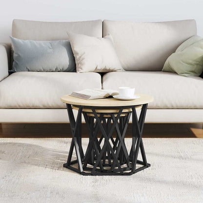 vidaXL Nesting Side Table 3 pcs Sonoma Oak Engineered Wood and Steel
