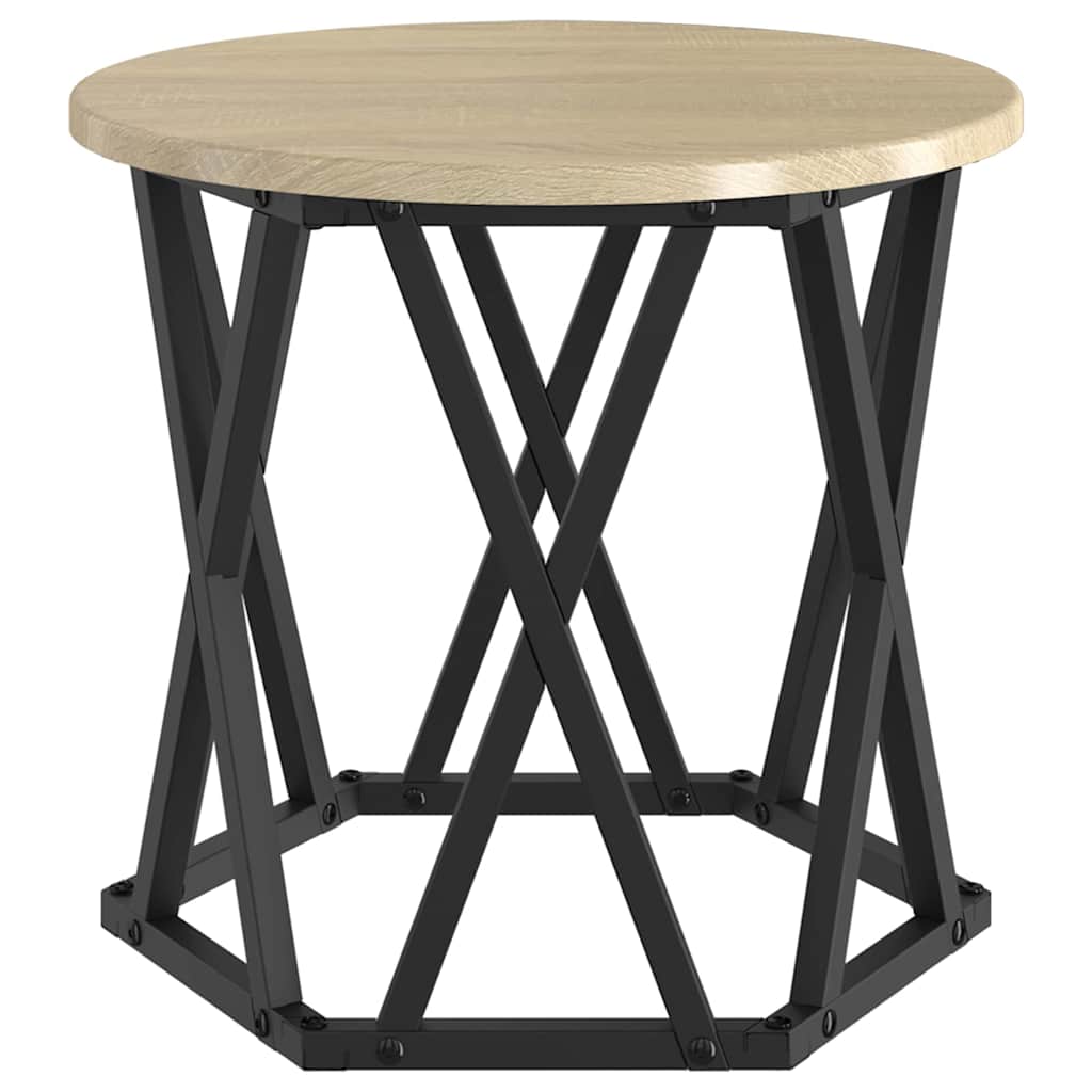 vidaXL Nesting Side Table 3 pcs Sonoma Oak Engineered Wood and Steel