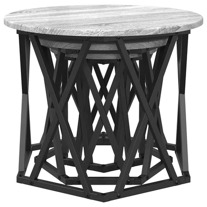 vidaXL Nesting Side Table 3 pcs Grey Sonoma Engineered Wood and Steel