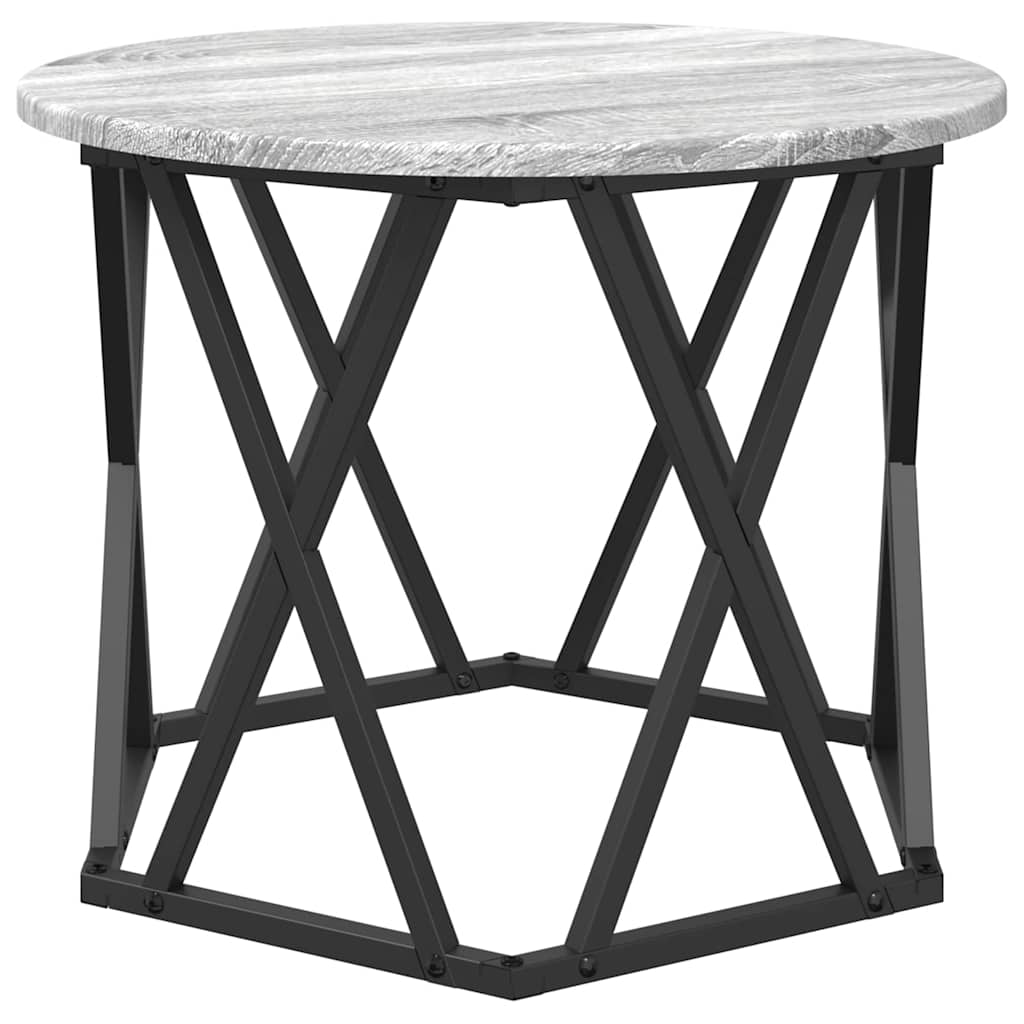 vidaXL Nesting Side Table 3 pcs Grey Sonoma Engineered Wood and Steel