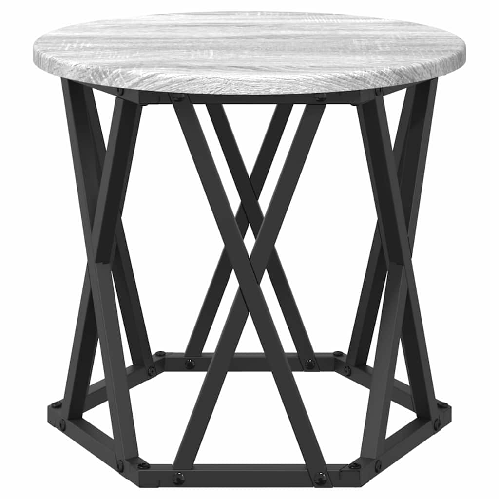vidaXL Nesting Side Table 3 pcs Grey Sonoma Engineered Wood and Steel