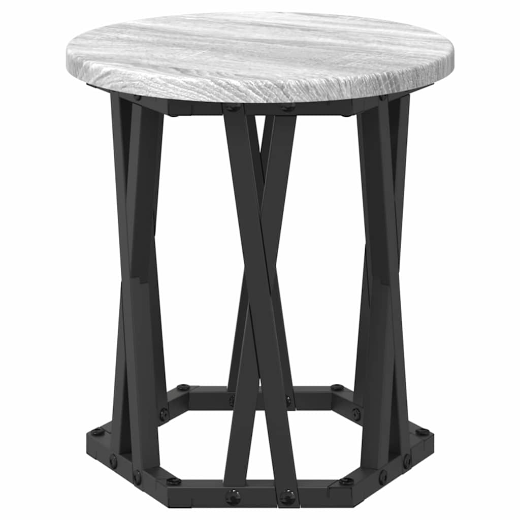 vidaXL Nesting Side Table 3 pcs Grey Sonoma Engineered Wood and Steel