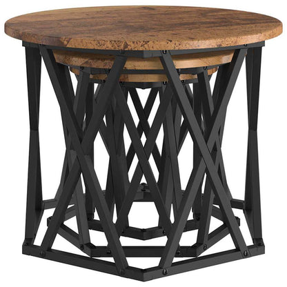 vidaXL Nesting Side Table 3 pcs Old Wood Engineered Wood and Steel