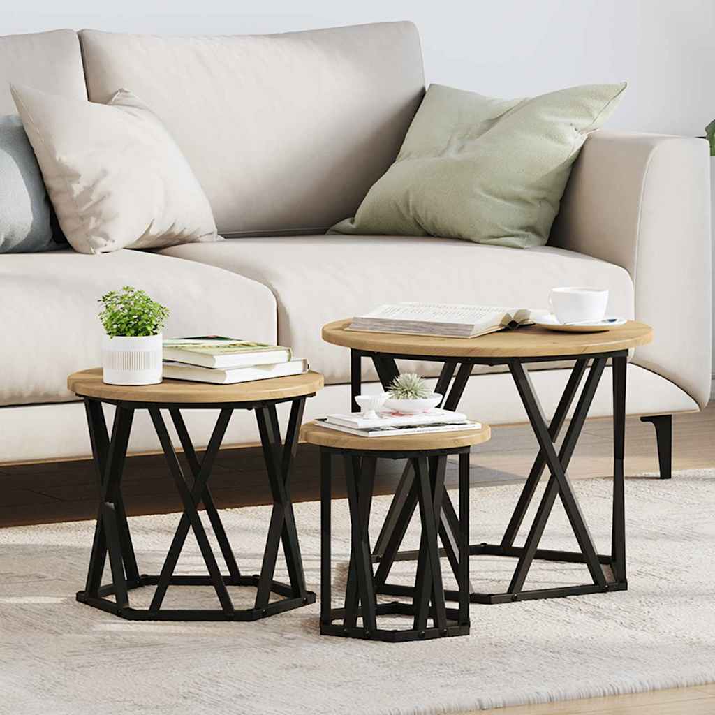 vidaXL Nesting Side Table 3 pcs Artisan Oak 53 x 53 x 40 cm