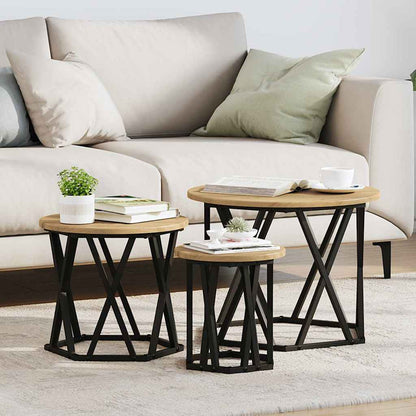 vidaXL Nesting Side Table 3 pcs Artisan Oak 53 x 53 x 40 cm
