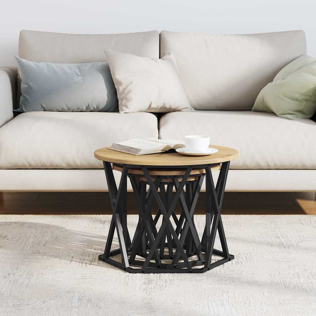 vidaXL Nesting Side Table 3 pcs Artisan Oak 53 x 53 x 40 cm