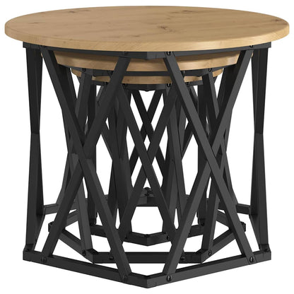 vidaXL Nesting Side Table 3 pcs Artisan Oak 53 x 53 x 40 cm