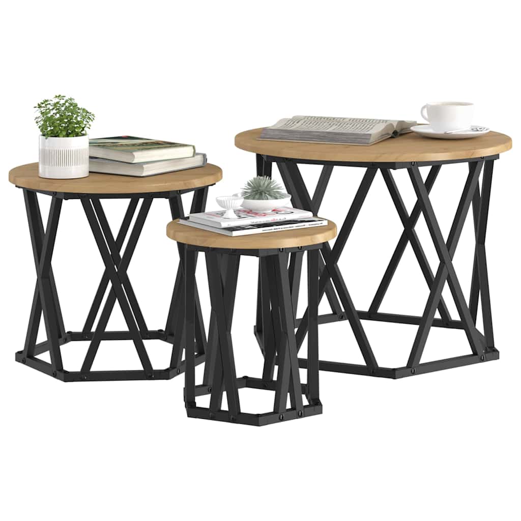 vidaXL Nesting Side Table 3 pcs Artisan Oak 53 x 53 x 40 cm