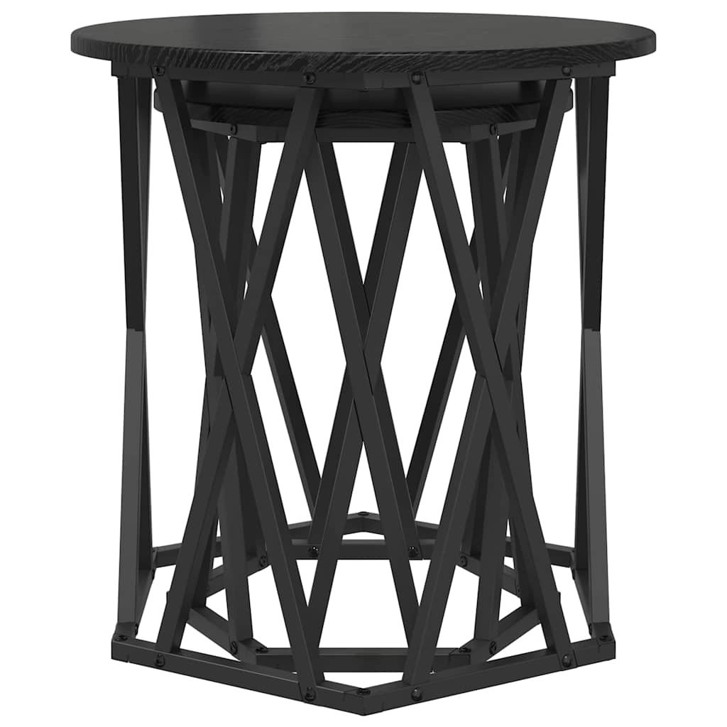 vidaXL Coffee Table 2 pcs Black Oak Engineered Wood and Steel