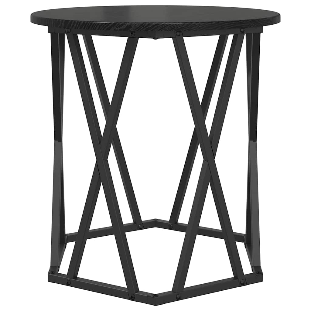 vidaXL Coffee Table 2 pcs Black Oak Engineered Wood and Steel