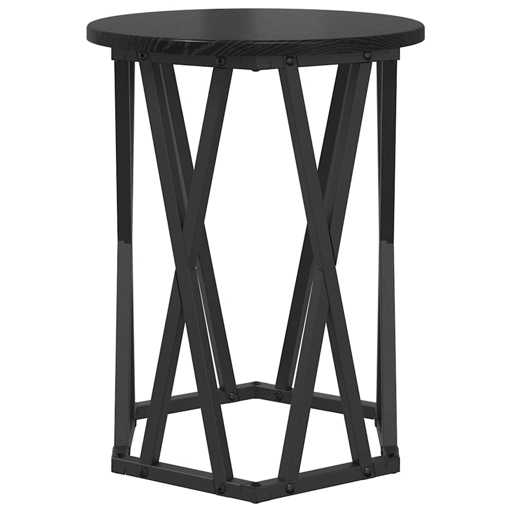 vidaXL Coffee Table 2 pcs Black Oak Engineered Wood and Steel