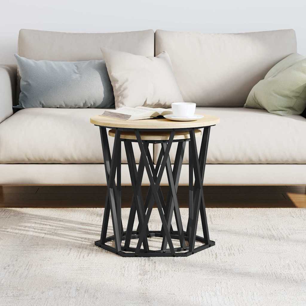 vidaXL Coffee Table 2 pcs Sonoma Oak Engineered Wood and Steel
