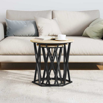 vidaXL Coffee Table 2 pcs Sonoma Oak Engineered Wood and Steel