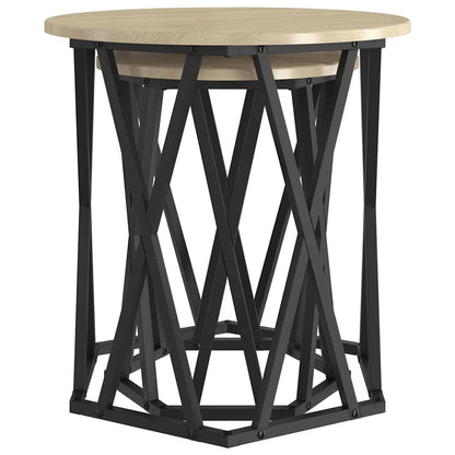 vidaXL Coffee Table 2 pcs Sonoma Oak Engineered Wood and Steel