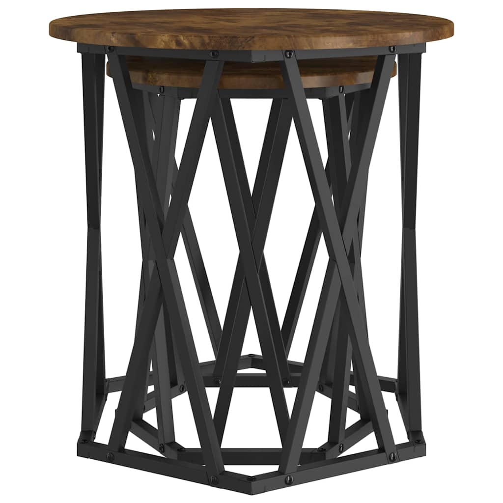 vidaXL Coffee Table 2 pcs Smoked Oak Engineered Wood and Steel