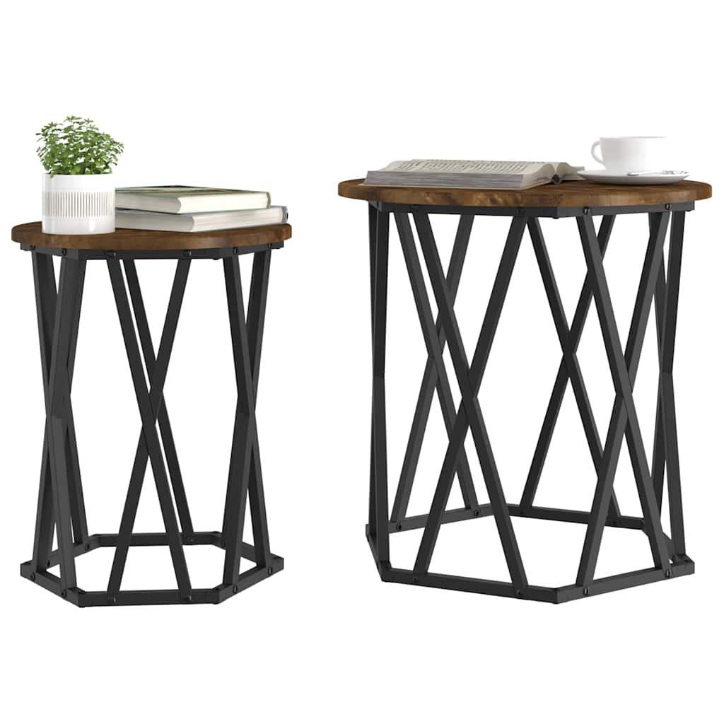 vidaXL Coffee Table 2 pcs Smoked Oak 50 x 50 x 50 cm