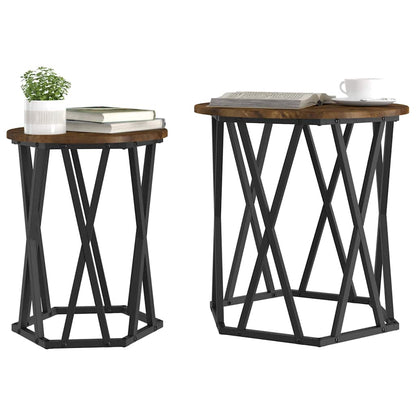 vidaXL Coffee Table 2 pcs Smoked Oak 50 x 50 x 50 cm
