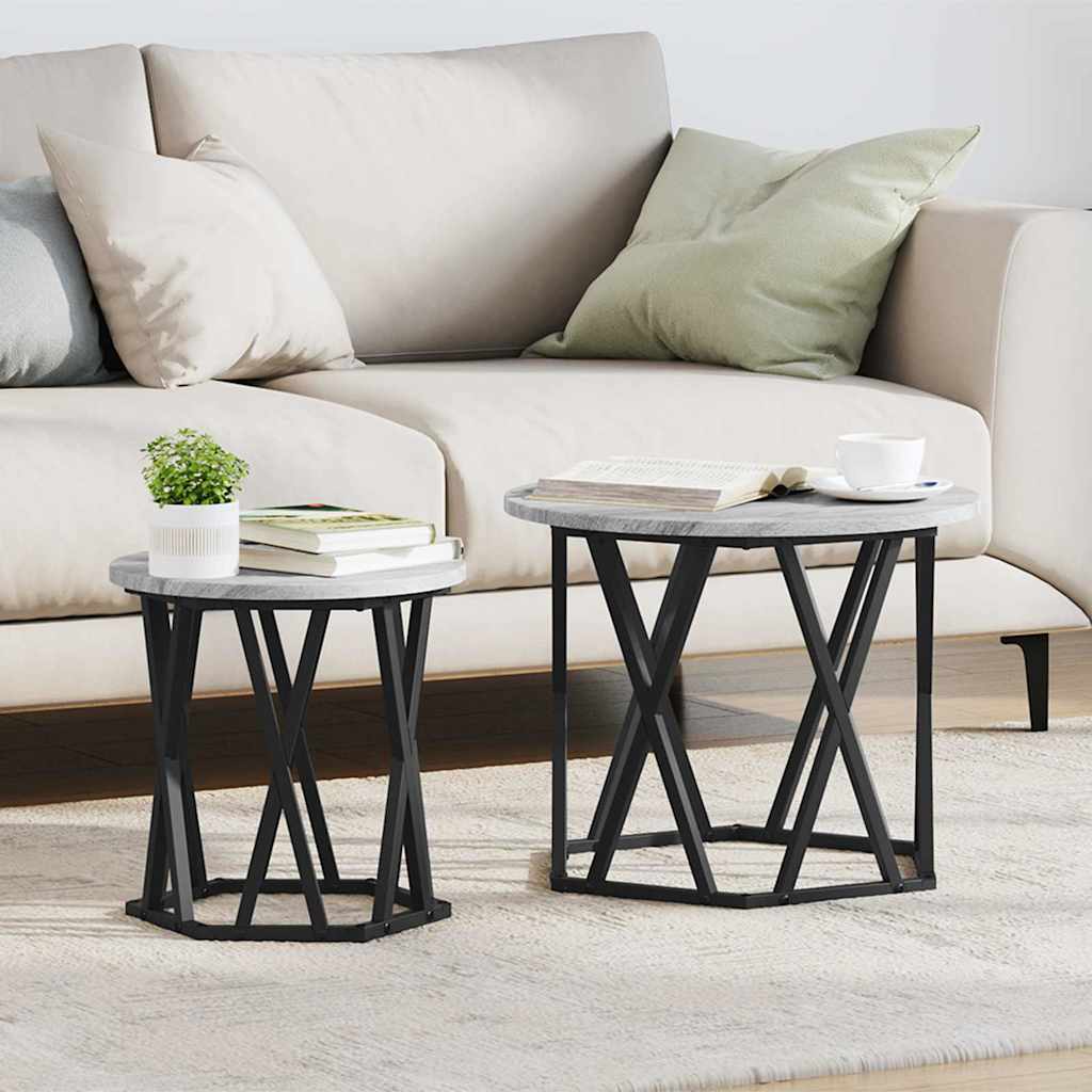 vidaXL Coffee Table 2 pcs Grey Sonoma 50 x 50 x 50 cm