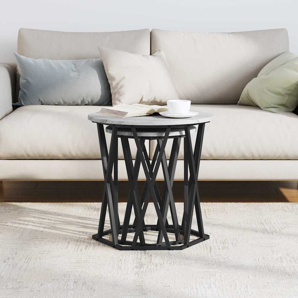 vidaXL Coffee Table 2 pcs Grey Sonoma 50 x 50 x 50 cm