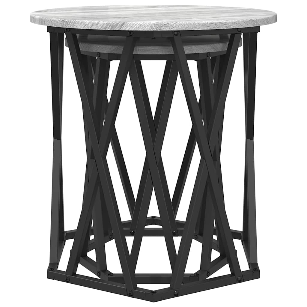 vidaXL Coffee Table 2 pcs Grey Sonoma Engineered Wood and Steel