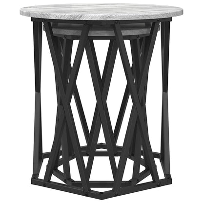 vidaXL Coffee Table 2 pcs Grey Sonoma Engineered Wood and Steel