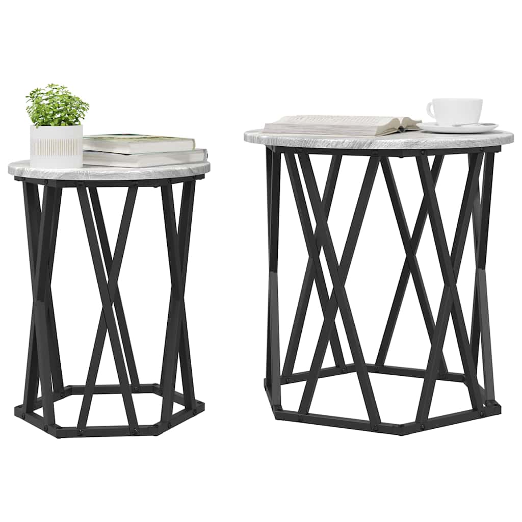 vidaXL Coffee Table 2 pcs Grey Sonoma 50 x 50 x 50 cm