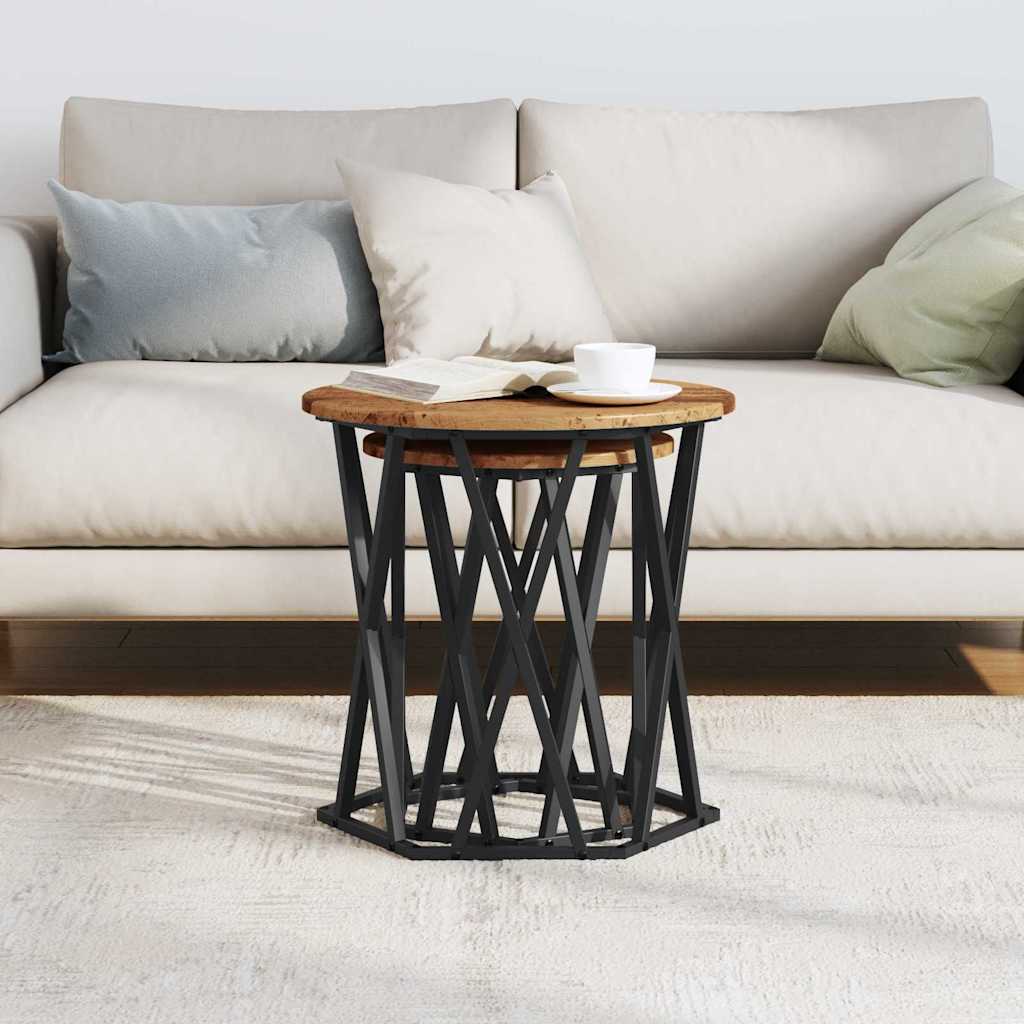 vidaXL Coffee Table 2 pcs Old Wood Engineered Wood and Steel