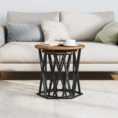 vidaXL Coffee Table 2 pcs Old Wood Engineered Wood and Steel