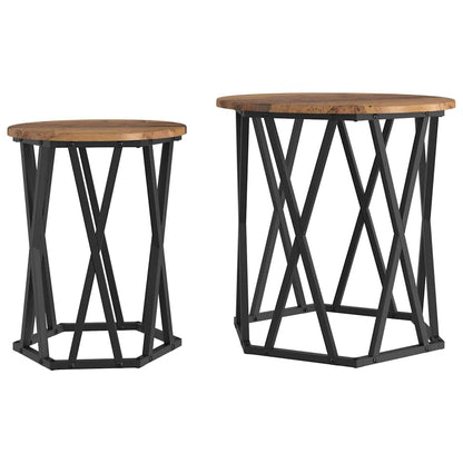 vidaXL Coffee Table 2 pcs Old Wood Engineered Wood and Steel