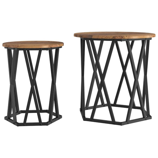 vidaXL Coffee Table 2 pcs Old Wood Engineered Wood and Steel