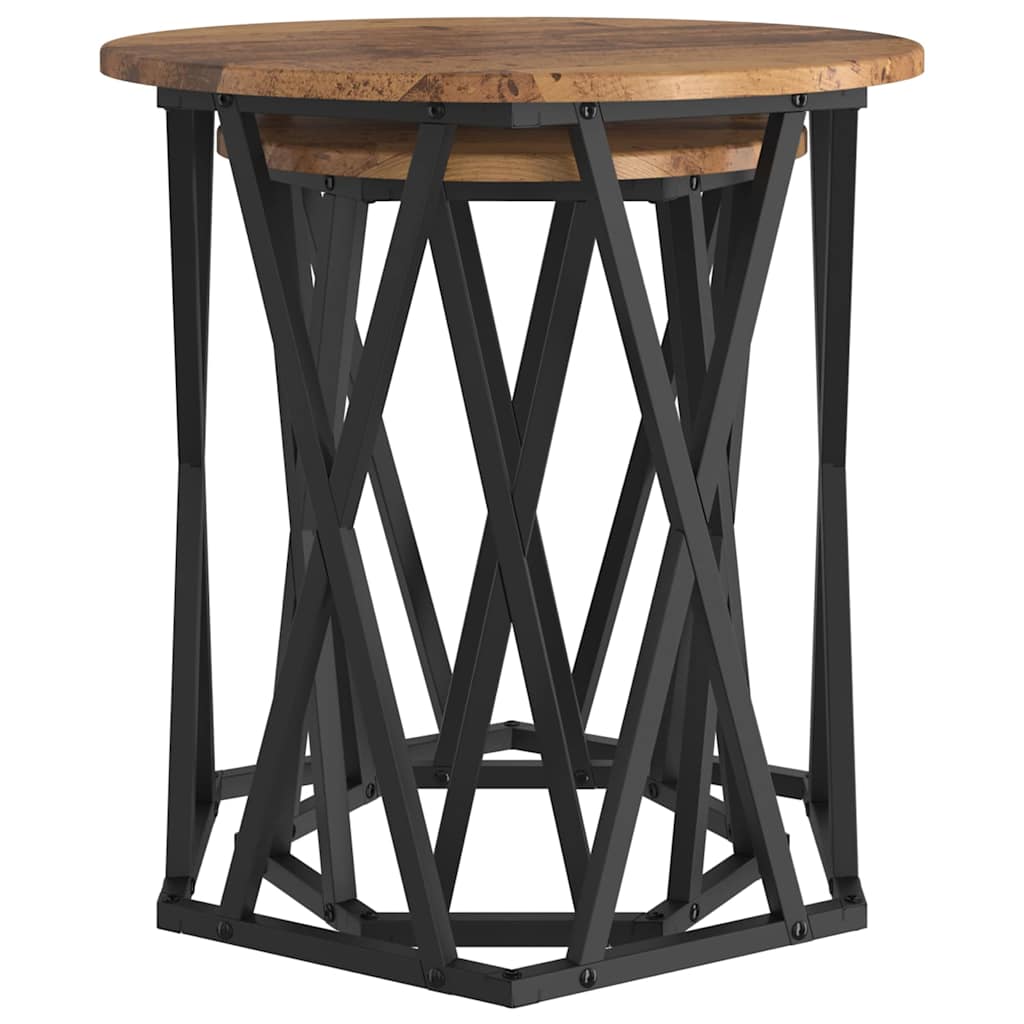 vidaXL Coffee Table 2 pcs Old Wood Engineered Wood and Steel