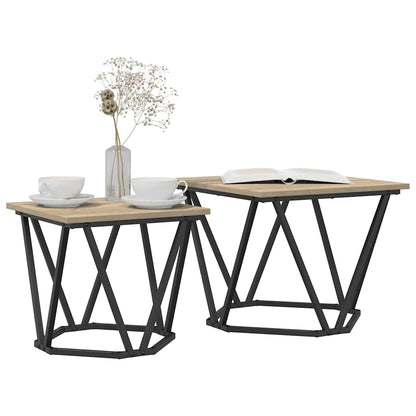 vidaXL Side Table Set 2 pcs Sonoma Oak Engineered Wood and Steel