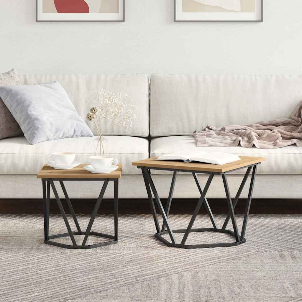 vidaXL Side Table Set 2 pcs Artisan Oak 50 x 50 x 40 cm