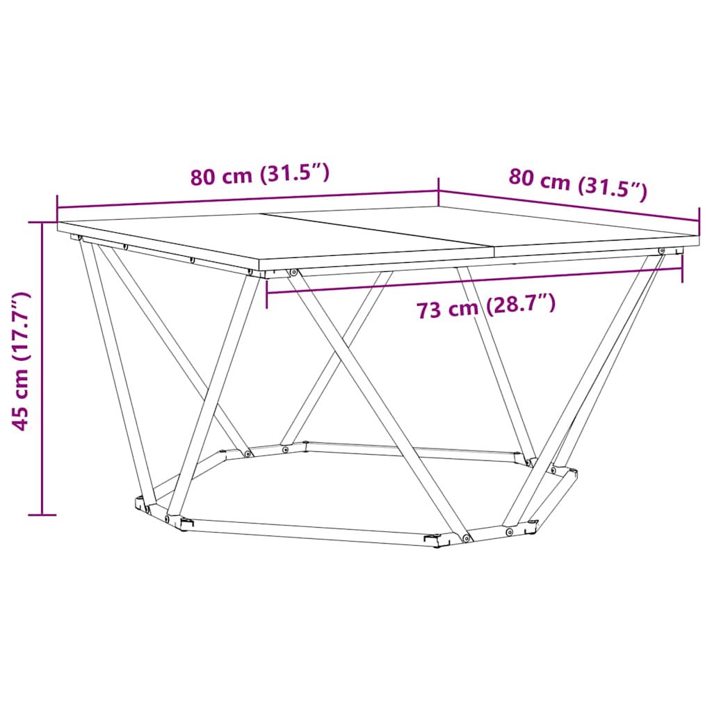 vidaXL Coffee Table Smoked Oak 80 x 80 x 45 cm