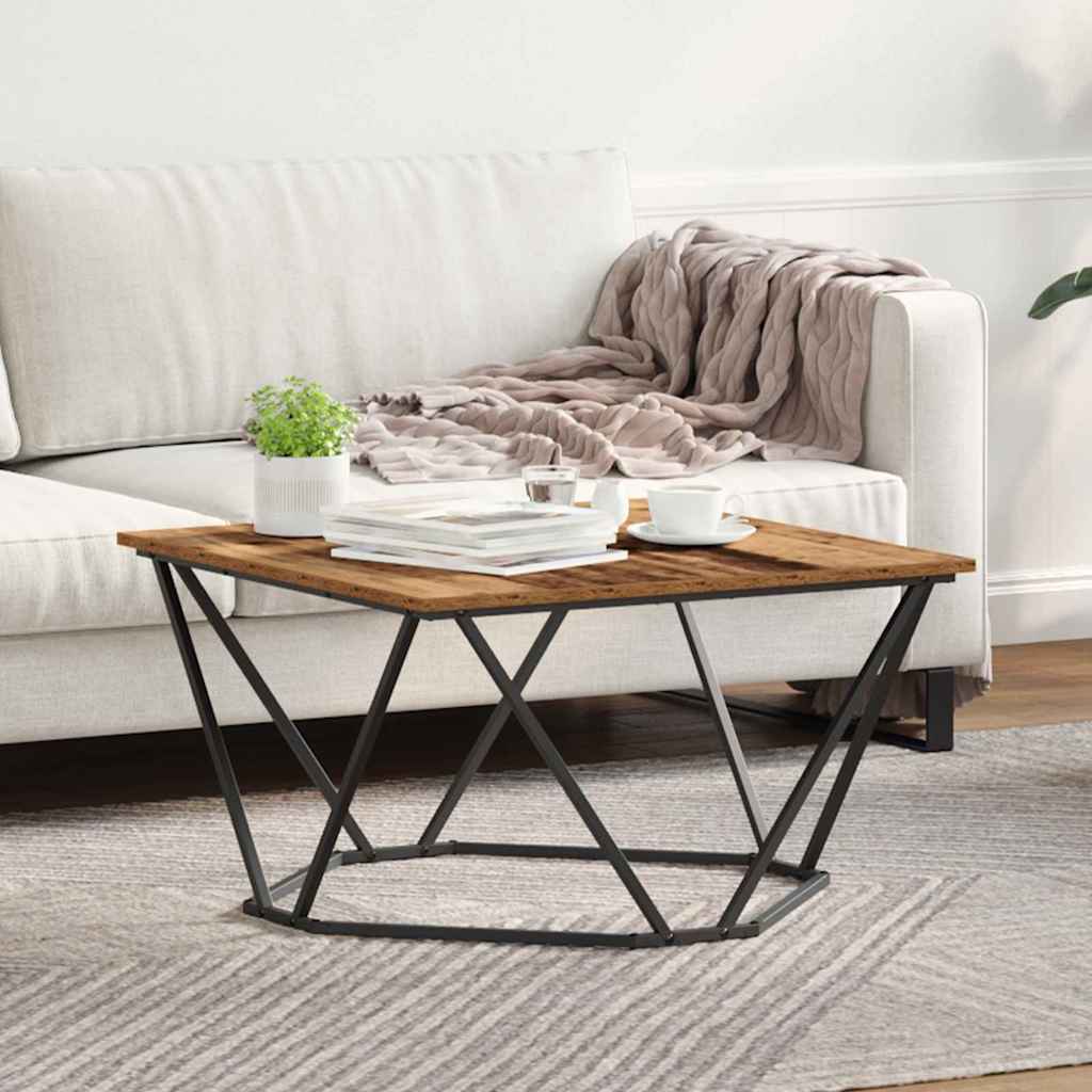 vidaXL Coffee Table Old Wood 80 x 80 x 45 cm Engineered Wood and Steel