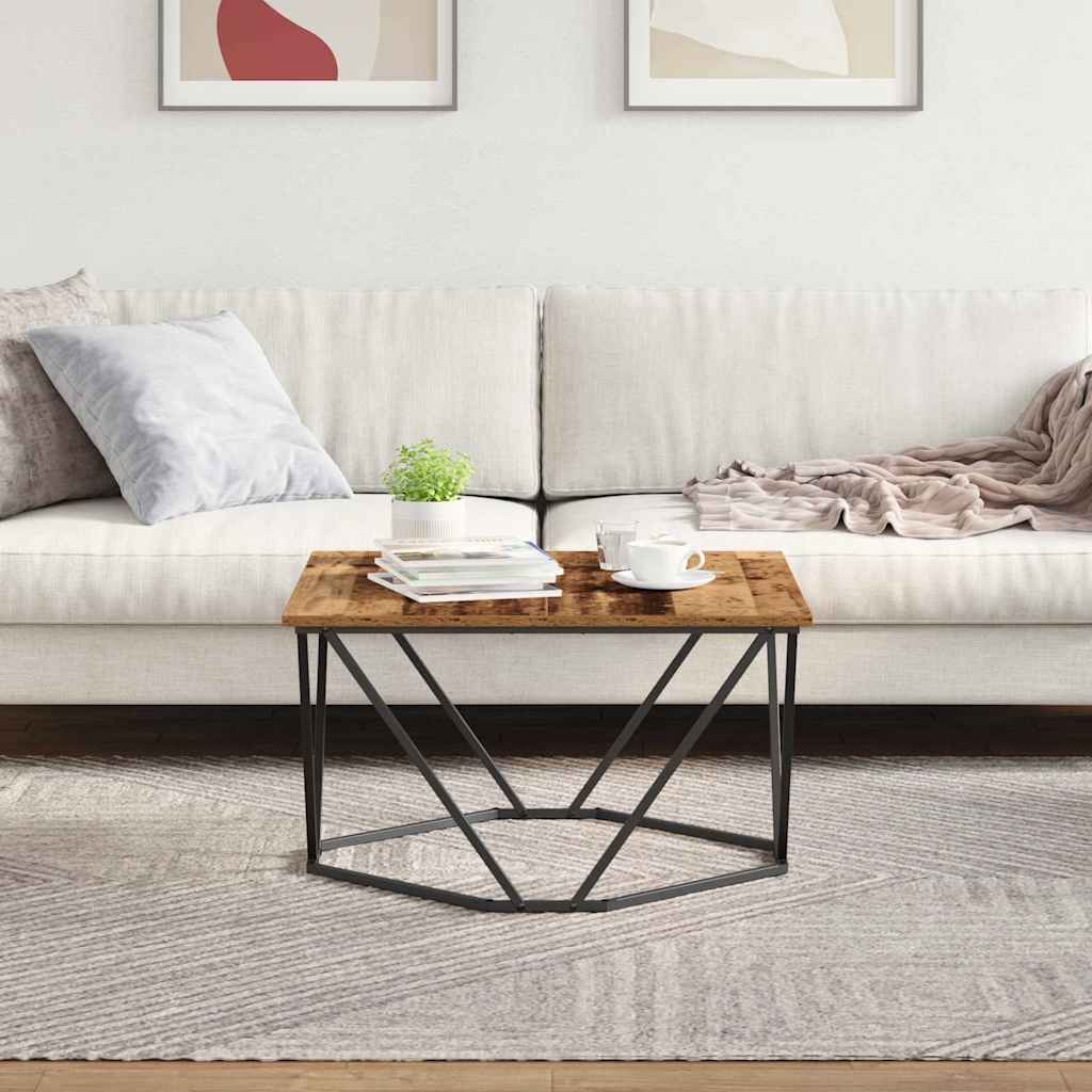 vidaXL Coffee Table Old Wood 80 x 80 x 45 cm Engineered Wood and Steel