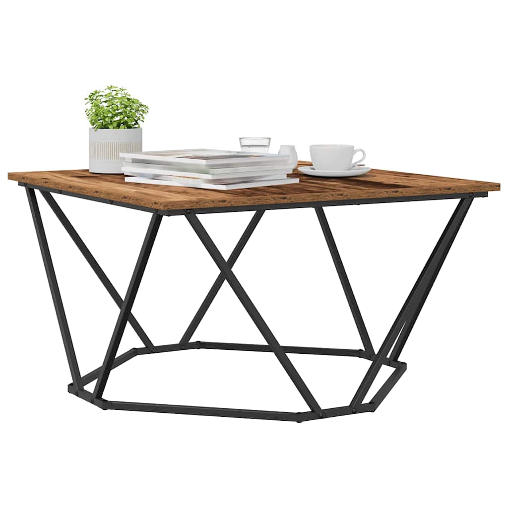 vidaXL Coffee Table Old Wood 80 x 80 x 45 cm Engineered Wood and Steel