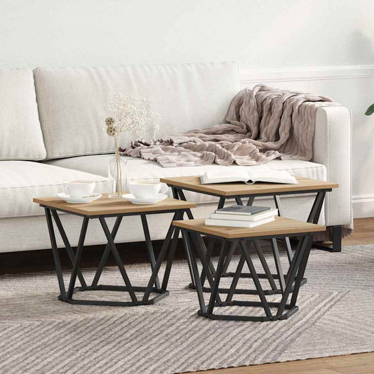 vidaXL Coffee Table 3 pcs Artisan Oak 50 x 50 x 40 cm