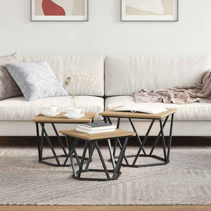 vidaXL Coffee Table 3 pcs Artisan Oak 50 x 50 x 40 cm