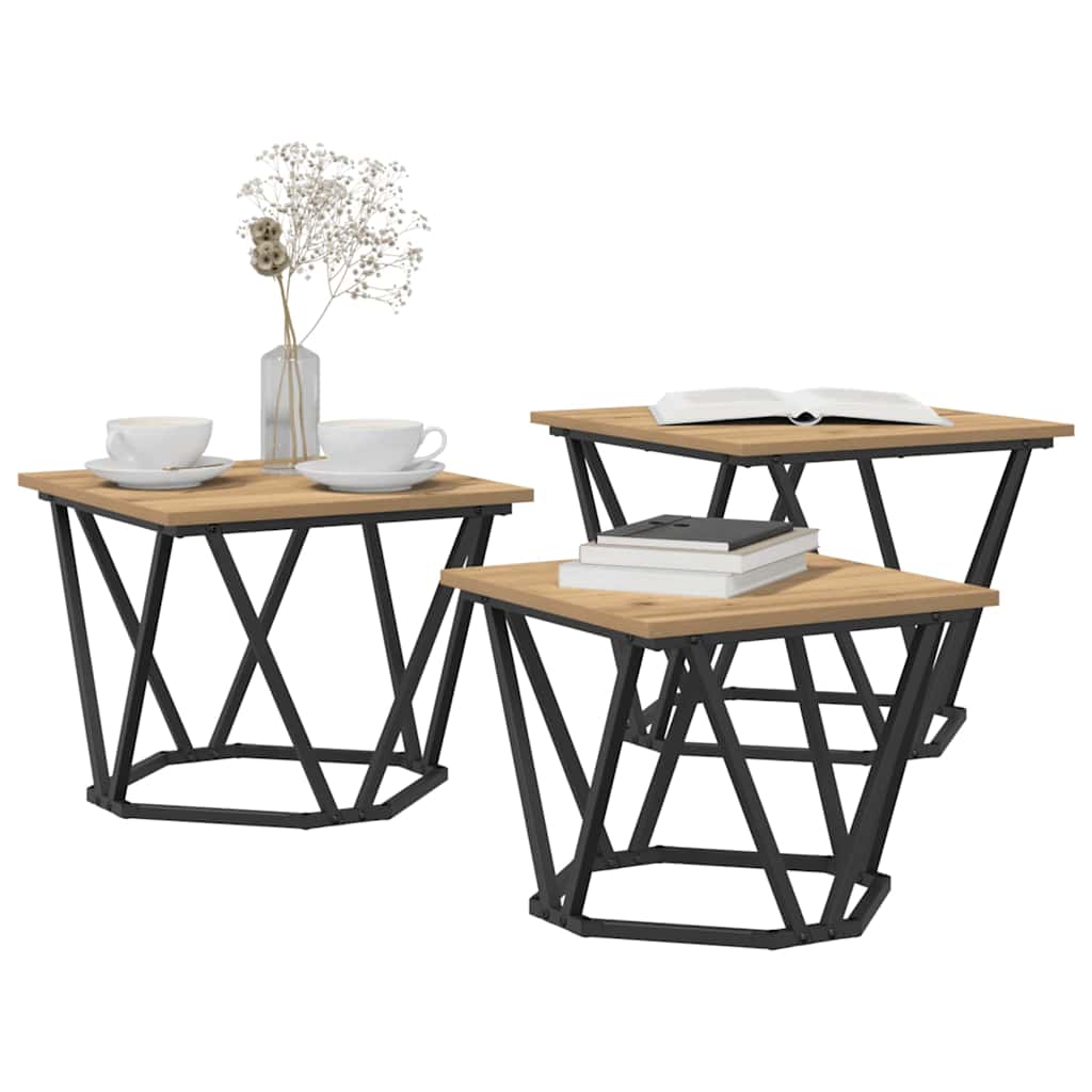 vidaXL Coffee Table 3 pcs Artisan Oak 50 x 50 x 40 cm