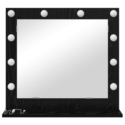 vidaXL Vanity Mirror Rectangular with Mirror Black Oak 60 x 55 x 18 cm