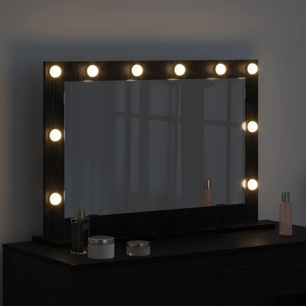 vidaXL Vanity Mirror Rectangular with Mirror Black Oak 80 x 15 x 18 cm