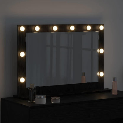 vidaXL Vanity Mirror Rectangular with Mirror Black Oak 80 x 15 x 18 cm
